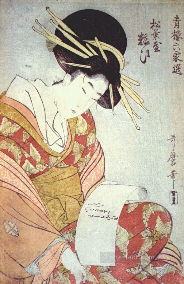 courtesan writing a letter Kitagawa Utamaro Ukiyo e Bijin ga Oil Paintings